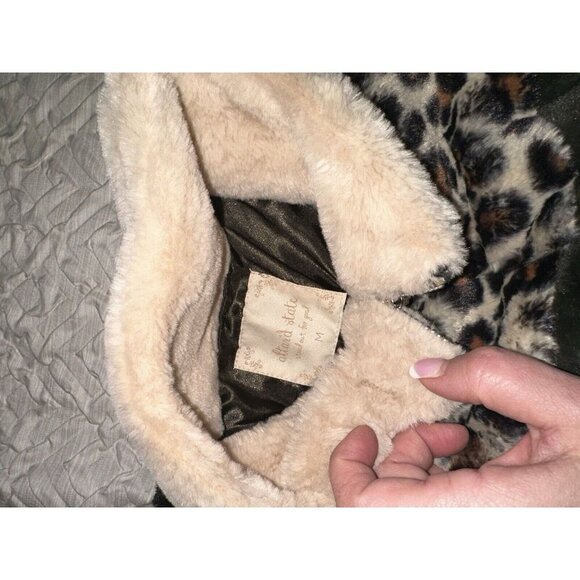 Altar’d State Fleece Faux Fur Leopard Colorblock Jacket Medium - Picture 3 of 4
